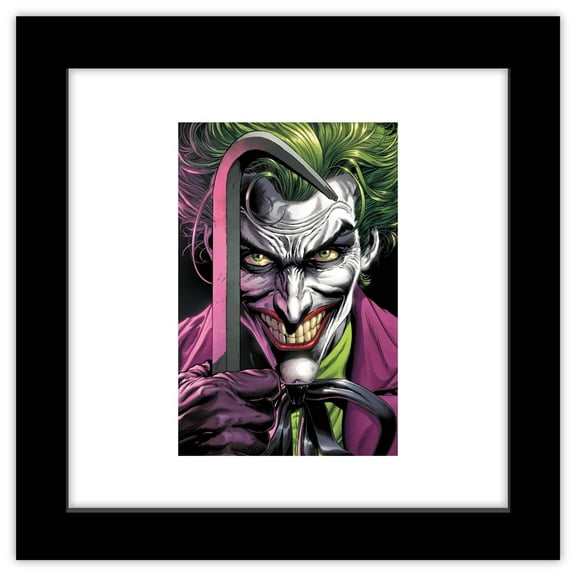 Gallery Pops DC Comics Batman - Three Jokers #1 Joker Regular Cover Jason Fabok Wall Art, Black Framed Version, 12" x 12"