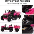 thumbnail image 5 of TOBBI 12V Electric Battery-Powered Ride On Toy Tractor Trailer, Rose Red, 5 of 7