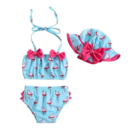 

Baby Girls Three Piece Swimsuits Summer Halter Bikini Set Beachwear Bathing Suits
