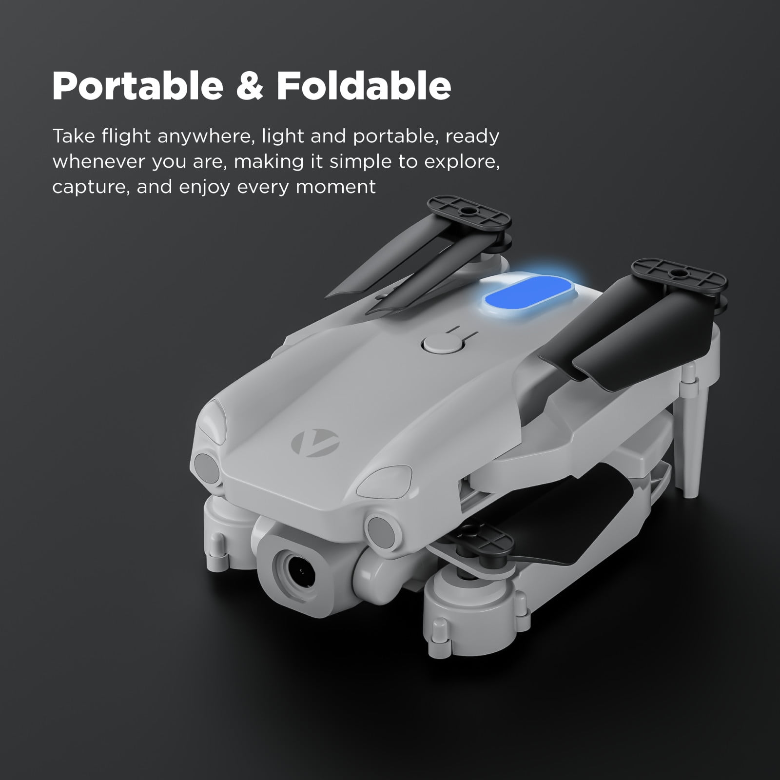 Vivitar SkyHornet Foldable RC Drone with 720p HD Camera, WiFi FPV Live Video, 3 Speed Modes, Auto Takeoff & Landing, 11 minutes Flight Time, Remote Control Quadcopter Toy for Kids & Beginners, White