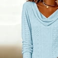 thumbnail image 7 of Eyelets Dresses for Women - Cowl Neck Loose Crewneck Long Sleeve Casual Summer Hollowed Out Keyhole Tunic Mini Dress, 7 of 7