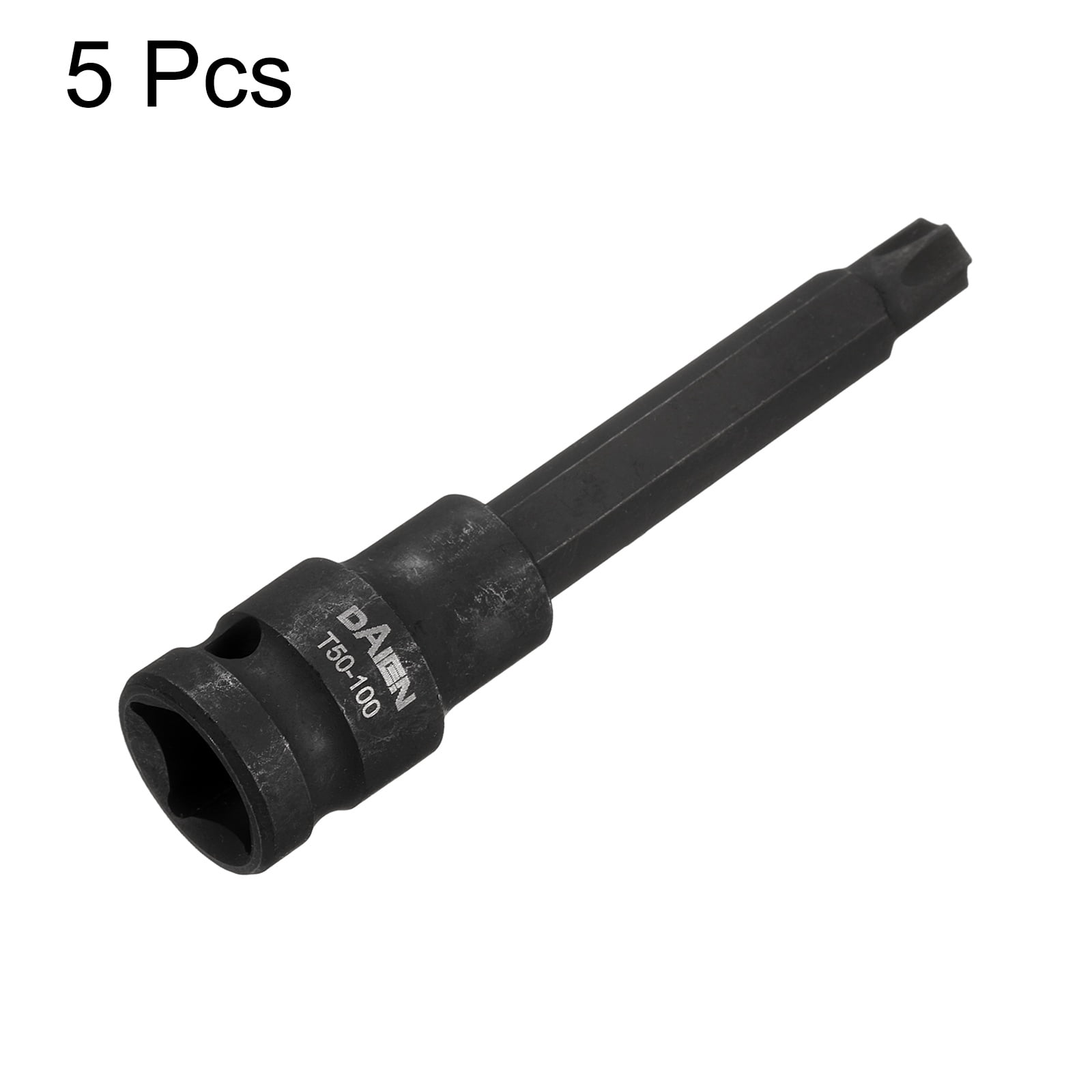 Uxcell 5pcs T50 Torx Bit Socket 100mm/3.94" Length 1/2" Square Drive Star 6 Point Extension Impact Bit Power Nut Driver Set S2 Steel Socket Ratchet Wrench Bits, Black