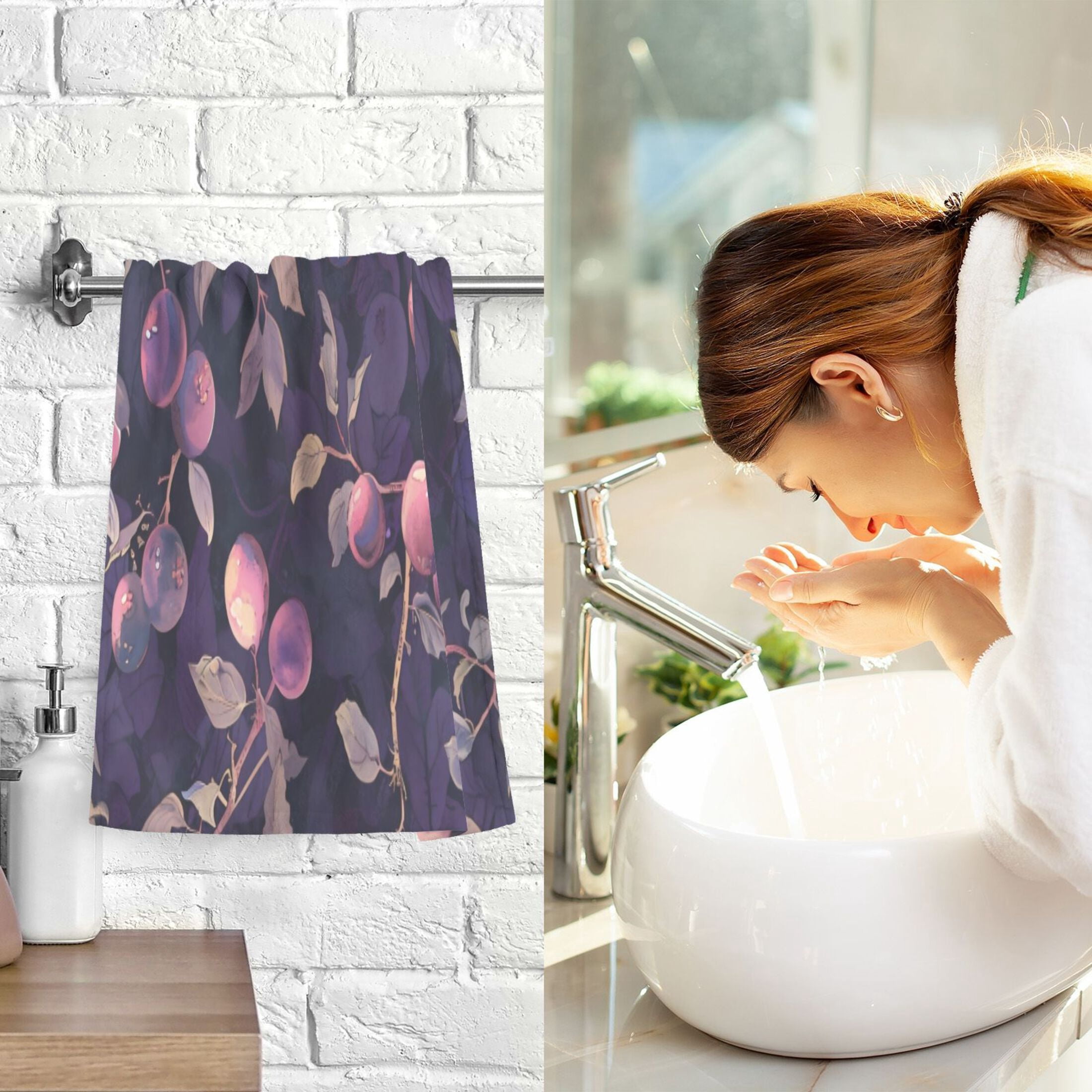 Cotton Towel Two-Piece 16x28 Inch One Sizex2 Face Towel Set Towel Set Cotton Hand Bath Towel Bathroom Beach Purple Plum