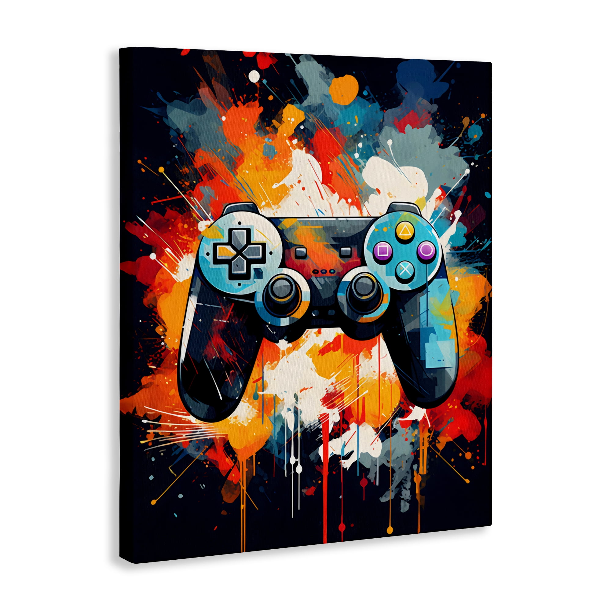 Stupell Industries Orange Paint Splash Gamer Canvas Wall Art, design by Creative Studio