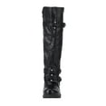 thumbnail image 6 of hopeusnice Women's Knee High Boots Buckle Straps Faux Leather Chunky Heel Over The Knee Boots Winter Fall Fashion Shoes Black 42, 6 of 7