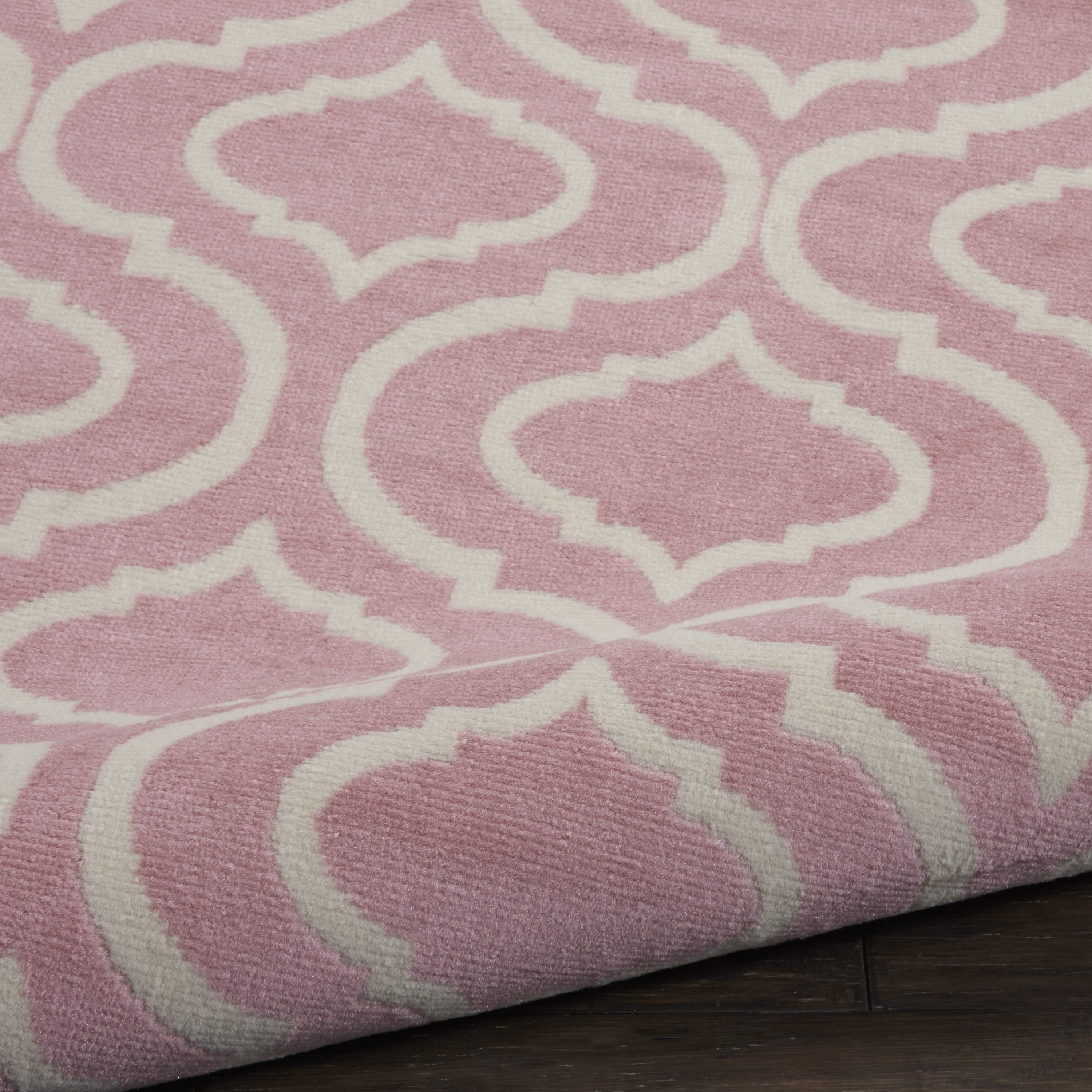 Nourison Bliss Transitional Moroccan Pink 5'3" x Round Area Rug, (5' Round)