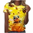 thumbnail image 2 of YueHuiYing Women's White Bumblebee Print Short Sleeve T Shirt For Spring Garden Events Pollinator Awareness Days And Casual Outdoor Gatherings, 2 of 5