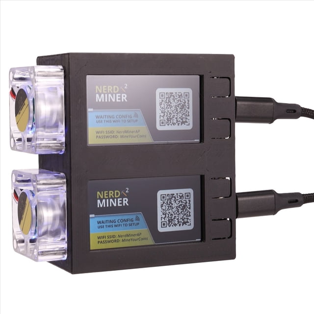Para NerdMiner V2 Miner 78KH/Sx2 Pantalla Dual BTC Solo Lottery Miner Bitcoin Nerd Miner Miner con Ventilador Luminoso, C