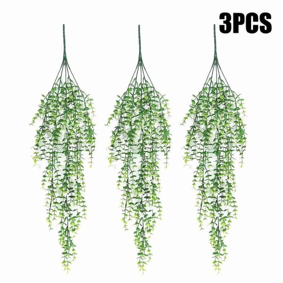 3 PCS Fake Hanging Plants, Gypsophila & Artificial Eucalyptus Greenery Vines – for Wall, Home, Living Room, Porch & Indoor-Outdoor Decor