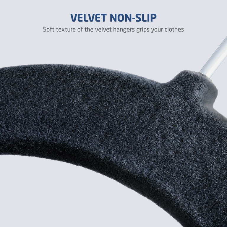 Zober Premium Velvet Skirt Hangers (20 Pack) Non Slip Velvet Pants Hangers with Metal Clips 360° Hook Durable Ultra Thin Space Saving Velvet Hange