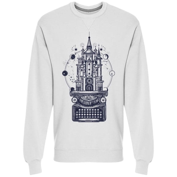 Super Cool Typewriter Castle Sweatshirt Men -Image by Shutterstock, Male x-Large