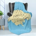 thumbnail image 4 of Jamaican Soft Flannel Fleece Throw Blanket, Map of Jamaica Kingston Caribbean Sea Important Locations in Country, Cozy Plush for Indoor and Outdoor Use, 50" x 70", Pale Blue Beige Black, by Ambesonne, 4 of 5