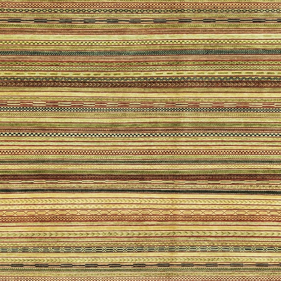 Ahgly Company Machine Washable Indoor Square Abstract Gen Brown Yellow Area Rugs, 8' Square