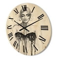 thumbnail image 3 of Designart 'Black and White Portrait of Woman Wearing Evening Dress' Modern Wood Wall Clock, 3 of 5