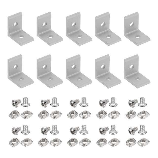 Uxcell 10Pcs Soporte de esquina interior de 2 agujeros, conector en L para perfil de extrusión de aluminio 1515A