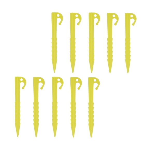 LABSERRON 10Pcs Yellow Plastic Tent Peg Hook for Camping Tent and Outdoor Enthusiasts 5.7x1.1in