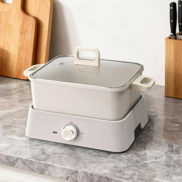 eléctrica antiadherente extraíble de 1150 W, rectangular, para shabu shabu, ideal para barbacoa, cocinar al , reuniones familiares y freír.