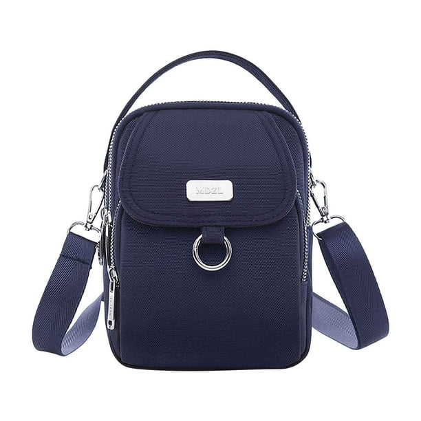 Bolso bandolera para mujer con orificio para auriculares | Bolso bandolera de tela con múltiples compartimentos | Correa ajustable para teléfono, cartera y objetos esenciales | Bolso informal para