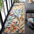thumbnail image 3 of SAFAVIEH Cabana Jacinth Botanical Indoor/Outdoor Runner Rug, Ivory/Navy, 2'2" x 7', 3 of 13