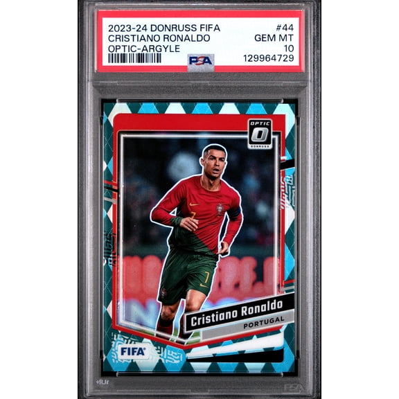 Cristiano Ronaldo 2023-24 Donruss FIFA Optic Argyle Soccer Card #44 Graded PSA 10 Cert #129964729