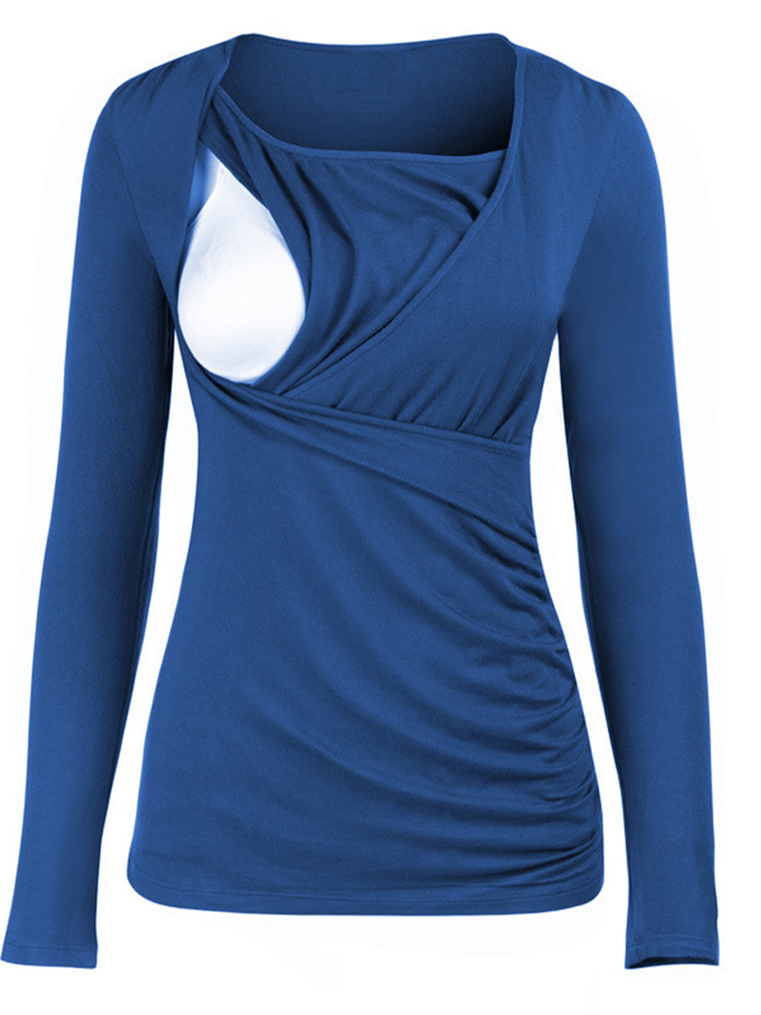 Women Pregnancy Wrap Long Sleeve Top Tee Shirt Maternity Solid Nursing Blouse ED