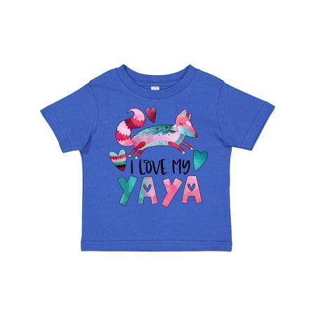 

Inktastic I Love My Yaya Pink and Blue Fox with Hearts Gift Toddler Boy or Toddler Girl T-Shirt