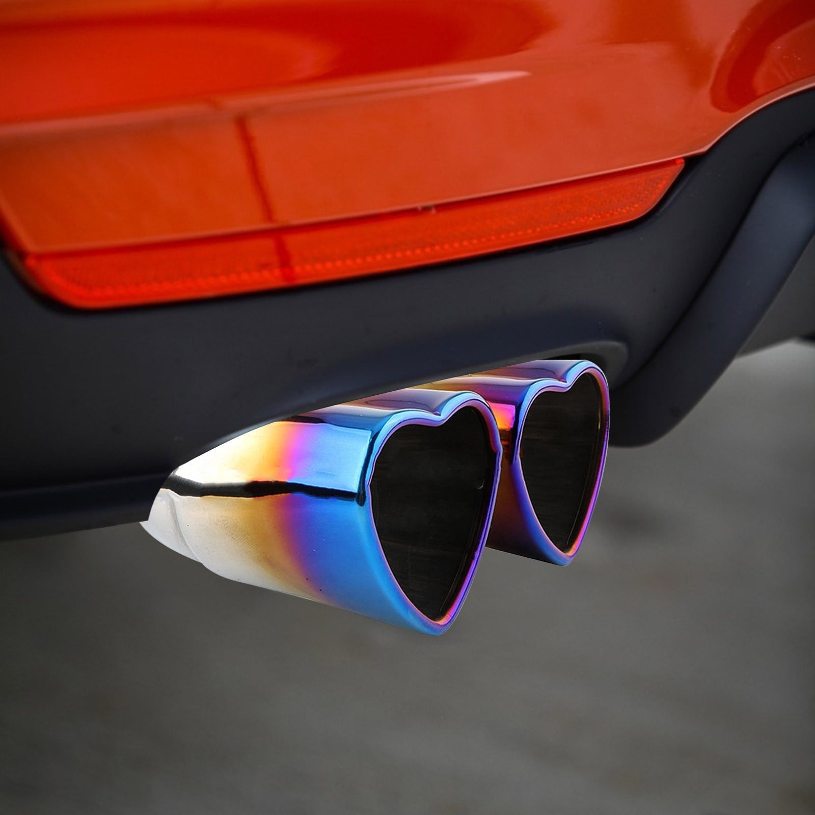 Heart Dual Exhaust Tip 2.5" Inlet, Adjustable Stainless Steel Y Shaped Exhaust Pipe, Modified Exhaust Tail Pipe Universal for Most Car