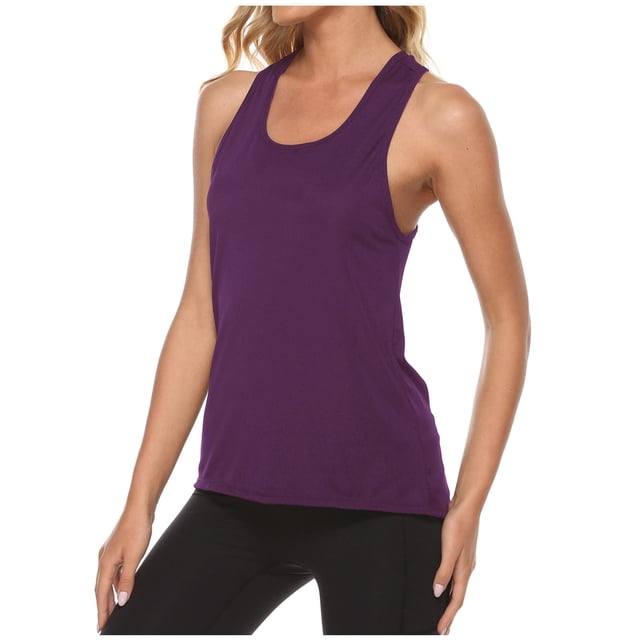 Timegard Hauts d'Entraînement pour Femmes Col Rond Sans Manches Dos Croisé Athlétique Ample Hauts de Gym Camisoles