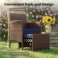 thumbnail image 6 of UDPATIO Balcony Furniture 5 Piece Patio Furniture Set, Outdoor Brown Wicker Chairs with Ottoman, Navy, 6 of 10