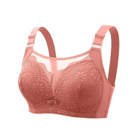 Yyeselk Bras for Women Daily Bra Mesh Lace Push Up Wireless Bras Adjustable Strap Full Coverage Comfor Breathable Plus Size Bra Underwear Watermelon Red 42