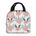 thumbnail image 1 of Reusable Lunch Bag, Insulated Lunch Bag for Women Men - Pink Flower Leaf Pattern Tote Lunch Bag, Picnic School Work Office, 1 of 9