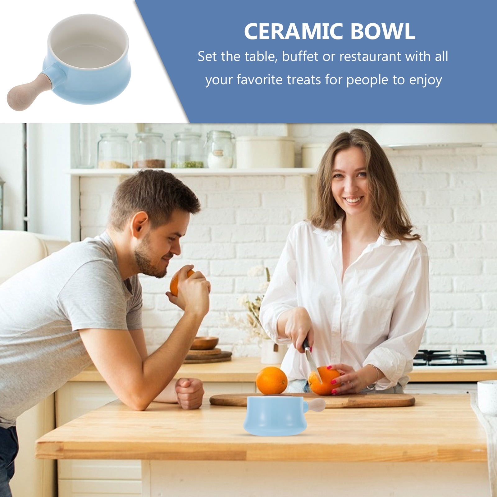 UPKOCH 1Set Snack Bowls for Use Blue Flat Bottom Design for People who Enjoy Various Foods in Kitchen