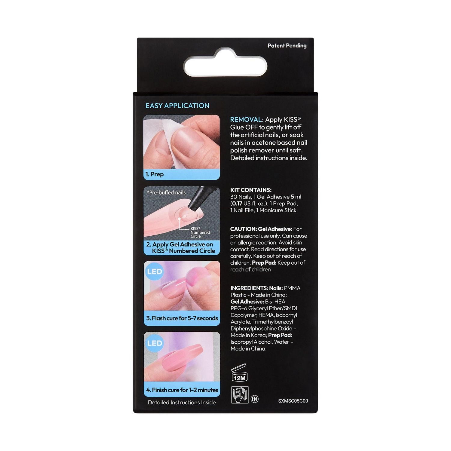 KISS Système Ongles de couleur Salon X-Tend Gel doux LED, Lavande, Long Ballerine, 30u. Refill Faux Mink