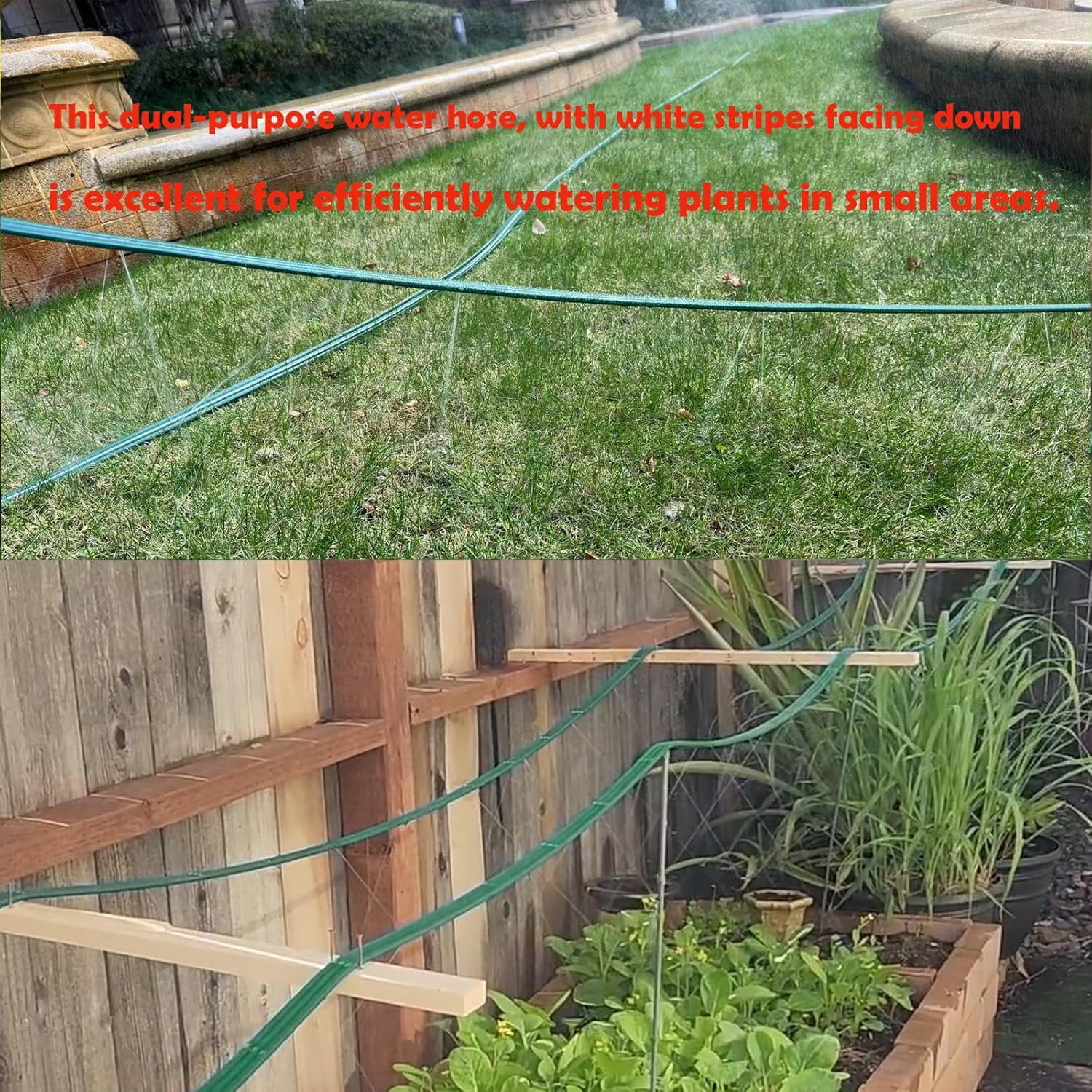 2025 Sprinkler Hose & Soaker Hose for Yard - 25 FT Reinforced Flat Garden Hose with Holes, Heavy Duty No-Kink Lawn Irrigation Hose (Includes Stakes, High Pressure Spray)