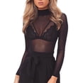 thumbnail image 4 of Qiylii Women's Sexy See Through Shirts Mesh Tops Long Sleeve Turtleneck Neck Sheer Blouse, 4 of 4