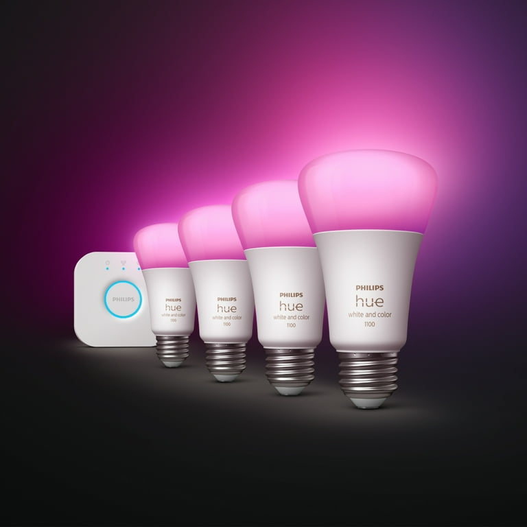 Philips Hue A19 75W Smart LED Bulbs 4 Pack, White and Color Philips Hue A19 75W Smart LED Bulbs 4 Pack, White and Color