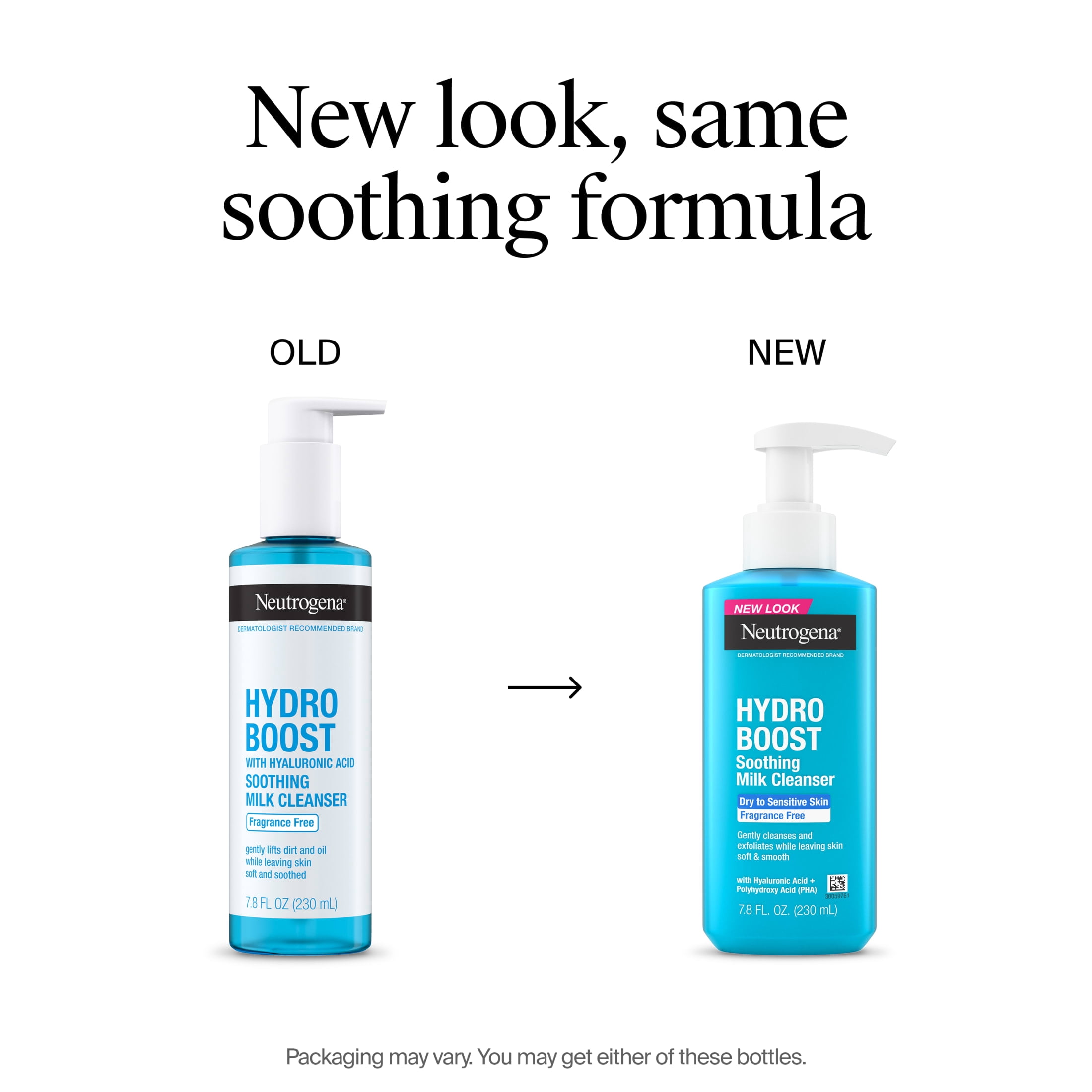 Neutrogena Hydro Boost Soothing Milk Facial Cleanser, Hyaluronic Acid Face Wash, 7.8 oz