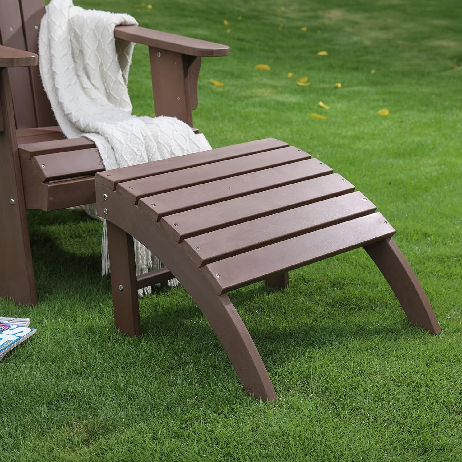 GONICHA Outdoor Adirondack Ottoman,Adirondack Footstool for Adirondack Chair Weather Resistant Foot Rest,Coffee