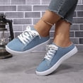 thumbnail image 3 of BOERTEU Women Frayed Edge Canvas Mule Sneakers, Lace Up Slip On Backless Casual Flat Shoes, Lightweight Non-Slip Walking Loafers for Daily Wear, 3 of 10