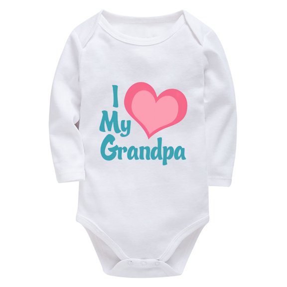 I Love My Grandpa Newborn Take Home Outfit Girl Long Sleeve Gender Neutral Baby Clothes Set White Baby Onesie 0-3 Months