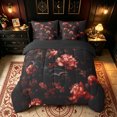thumbnail image 3 of Erosebridal Romantic Floral Twin Bedding, Halloween Gothic Bat Bedding Comforter Set, Black Maroon, Black Reversible, 7-Piece, 3 of 6