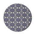 thumbnail image 1 of Mandala Mouse Pad for Computers, Ornamental Flower Pattern Shadow Effect Royal Retro Revival Medieval Exotic, Round Non-Slip Thick Rubber Modern Mousepad, 8" Round, Beige Navy Blue, by Ambesonne, 1 of 2