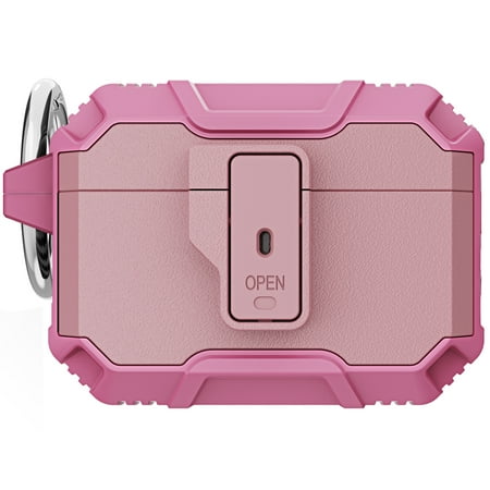 SaniMore for AirPods Pro 2nd Generation Case (2022) with Secure Lock Clip Suppout Wireless Charging Rugged PC Full Body Protective Shockproof Case for AirPods Pro 2nd 2022 Pink