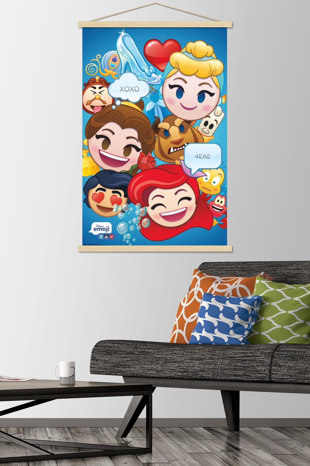 Disney Emoji - Disney Princess Wall Poster with Wooden Magnetic Frame, 22.375" x 34"