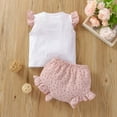 thumbnail image 2 of [Big Save!]Toddler Girl Clothes Outfit Ruffle Sleeve T-Shirts and Ruffle Shorts Outfits Set, 2 of 7