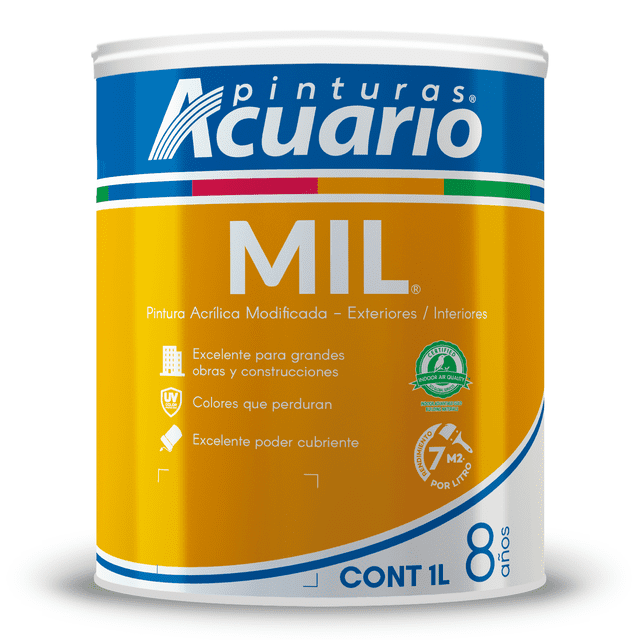 Pintura Acrílica Pinturas Acuario Mil Blanca 8 Años 1 Litro