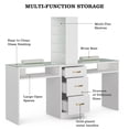 thumbnail image 7 of Double Manicure Table, Nail Desk for Nail Tech w/Glass Top & Wrist Rest, Nail Beauty Workstation w/3 Storage Drawers & 8-Tiers Open Shelves(White), 7 of 7