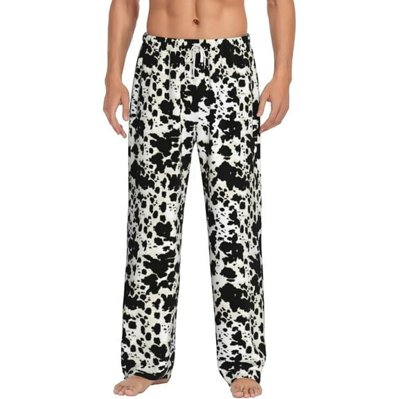 Daiia Cow Skin 1 Men's Sleep Pant with Pockets and Drawstring,Pajama Pants-Medium