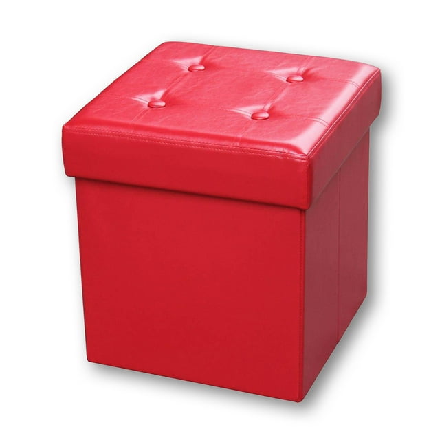 ITY International - Pouf Pliant avec Rangement, 15"x15"x15 Pouces, Rouge