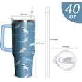 thumbnail image 2 of Shark Tumbler with Handle and Straw, 40 oz Stainless Steel Pink Insulated Cup with Lid and Straw,Travel Coffee Mug Water Bottle, Birthday Christmas Mothers Day Gifts for Animal Lovers Women, 2 of 6